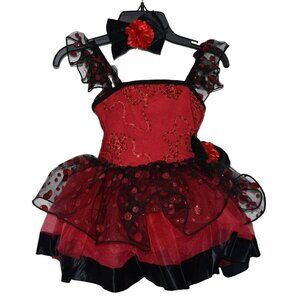 Curtain Call Tutu Dance Costume Hair Barrett Sequin Red Black Size Small Child